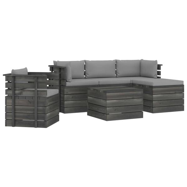 vidaXL 6d&iacute;ln&aacute; zahradn&iacute; sedac&iacute; souprava z palet + podu&scaron;ky borov&eacute; dřevo