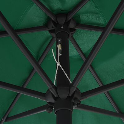 vidaXL Slunečník s LED světly hliníková tyč 270 cm zelený