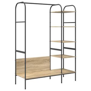 vidaXL Kovov&yacute; stojan na oblečen&iacute; s polic&iacute; Hněd&aacute; 120 x 44 x 160 cm