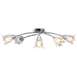 vidaXL Stropn&iacute; lampa průhledn&aacute; skleněn&aacute; st&iacute;nidla 5 ž&aacute;rovek E14 tulip&aacute;n