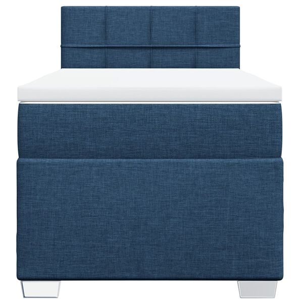 vidaXL Box spring postel s matrac&iacute; modr&aacute; 90x190 cm textil