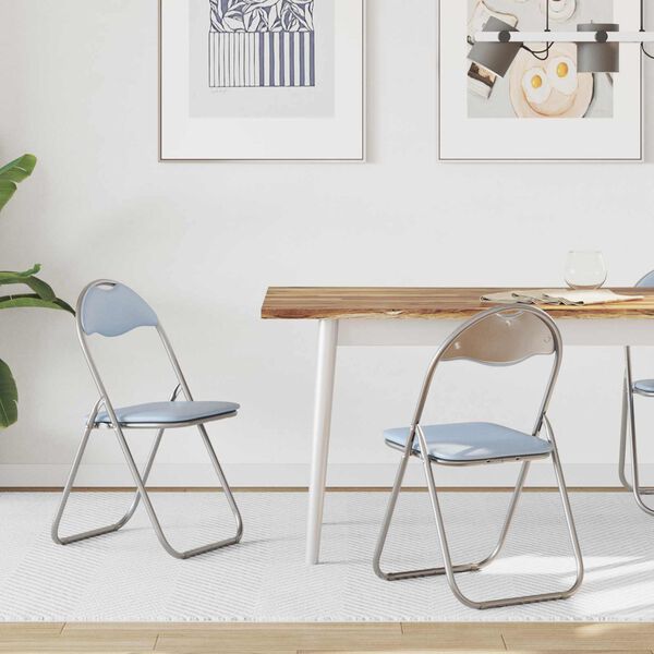 vidaXL Skl&aacute;dac&iacute; židle 2 pcs &Scaron;ed&yacute; 48 x 43,5 x 81 cm Uměl&aacute; kůže