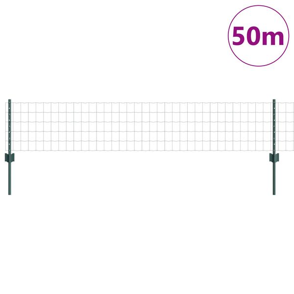 vidaXL Plot s sloupkem Zelen&aacute; 0,4 x 50 m Ocel a PVC