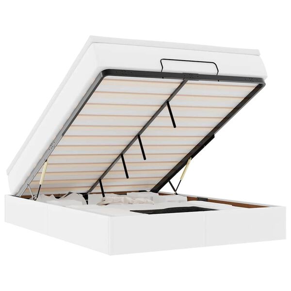 vidaXL Osmansk&yacute; r&aacute;m postele s matrac&iacute; b&iacute;l&yacute; 140x190cm uměl&aacute; kůže