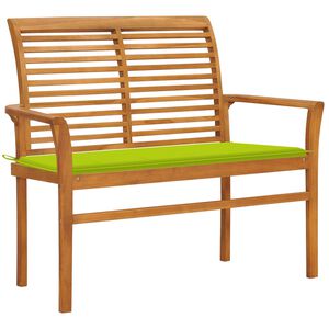 vidaXL Zahradn&iacute; lavice s jasně zelenou podu&scaron;kou 112 cm masivn&iacute; teak