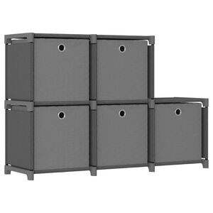 vidaXL V&yacute;stavn&iacute; police 5 přihr&aacute;dek s boxy &scaron;ed&eacute; 103x30x72,5 cm textil