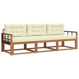 vidaXL Venkovn&iacute; pohovkov&aacute; souprava 3 pcs Přirozen&aacute; a Kr&eacute;mov&aacute;