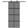 vidaXL Posuvn&eacute; dveře se sadou kov&aacute;n&iacute; čern&eacute; 90x205 cm Tvrzen&eacute; sklo