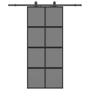 vidaXL Posuvn&eacute; dveře se sadou kov&aacute;n&iacute; čern&eacute; 90x205 cm Tvrzen&eacute; sklo