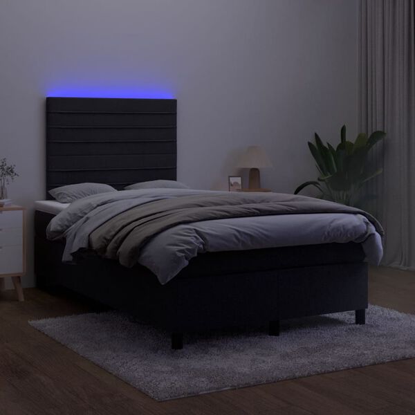 vidaXL Box spring postel s matrac&iacute; a LED čern&aacute; 120 x 190 cm samet
