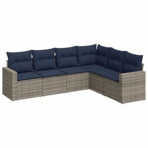 vidaXL 6d&iacute;ln&aacute; zahradn&iacute; sedac&iacute; souprava s podu&scaron;kami &scaron;ed&aacute; polyratan