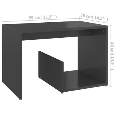 vidaXL Odkládací stolek šedý s vysokým leskem 59x36x38 cm dřevotříska