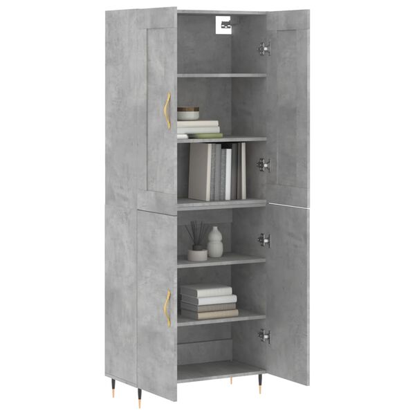 vidaXL Skř&iacute;ň highboard betonově &scaron;ed&aacute; 69,5x34x180 cm kompozitn&iacute; dřevo