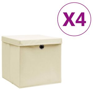 vidaXL &Uacute;ložn&eacute; boxy s v&iacute;ky 4 ks 28 x 28 x 28 cm kr&eacute;mov&eacute;