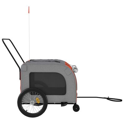 vidaXL Vozík za kolo pro psa oranžový a šedý oxfordská tkanina/železo