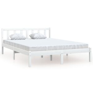 vidaXL R&aacute;m postele b&iacute;l&yacute; masivn&iacute; borovice 120 x 190 cm mal&eacute; dvojlůžko