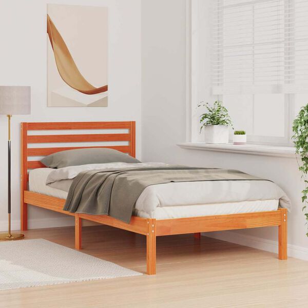 vidaXL R&aacute;m postele Voskově hněd&aacute; 90 x 190 cm Masivn&iacute; borov&eacute; dřevo