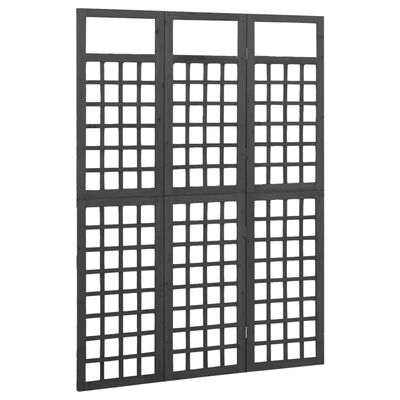 vidaXL 3dílná dělicí stěna / treláž masivní jedle černá 121 x 180 cm