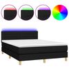 vidaXL Box spring postel s matrac&iacute; a LED čern&aacute; 140x190 cm textil