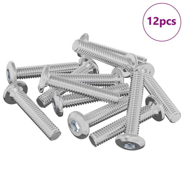 vidaXL Hlavov&yacute; z&aacute;mkov&yacute; &scaron;roub 12 pcs Stř&iacute;brn&aacute; M6 x 35 mm Ocel