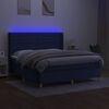 vidaXL Box spring postel s matrac&iacute; a LED modr&aacute; 180x200 cm textil