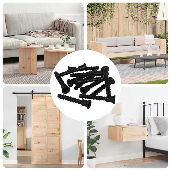 vidaXL &Scaron;roub s kaplic&iacute; 3072 pcs Čern&aacute; 10 x 40 mm Železo