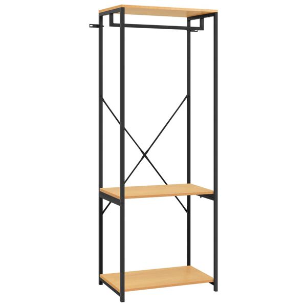 vidaXL &Scaron;atn&iacute; skř&iacute;ň čern&aacute; a dub 60 x 40 x 167 cm kov a dřevotř&iacute;ska