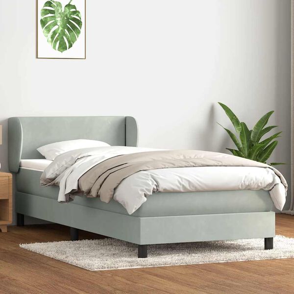 vidaXL Box spring postel s matrac&iacute; světle &scaron;ed&aacute; 80x210 cm samet