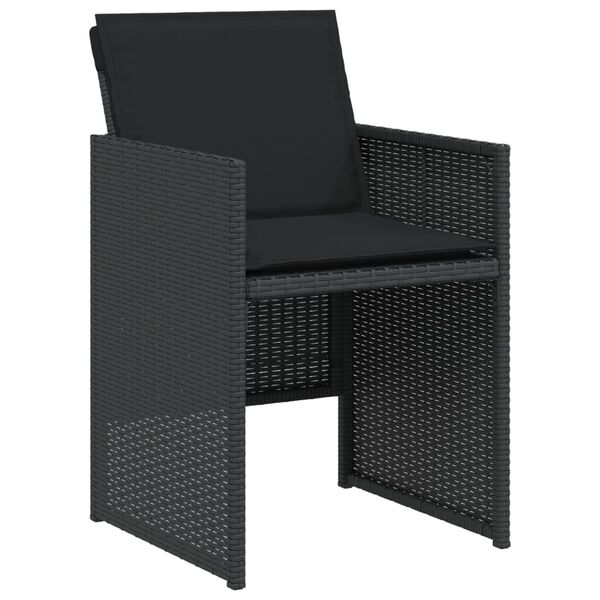 vidaXL 3d&iacute;ln&yacute; bistro set s podu&scaron;kami čern&yacute; polyratan