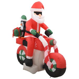 vidaXL V&aacute;nočn&iacute; nafukovac&iacute; Santa Claus na motorce s LED IP44 160 cm