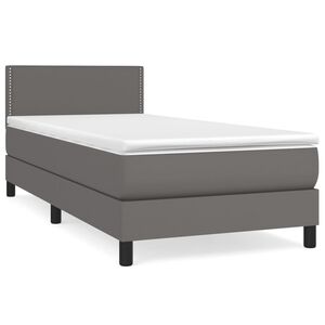 vidaXL Box spring postel s matrac&iacute; &scaron;ed&aacute; 80 x 200 cm uměl&aacute; kůže