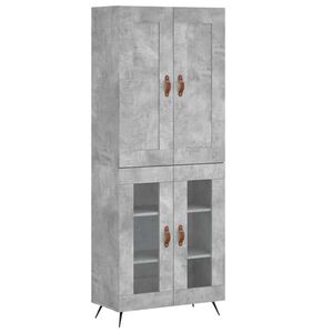 vidaXL Skř&iacute;ň highboard betonově &scaron;ed&aacute; 69,5x34x180 cm kompozitn&iacute; dřevo