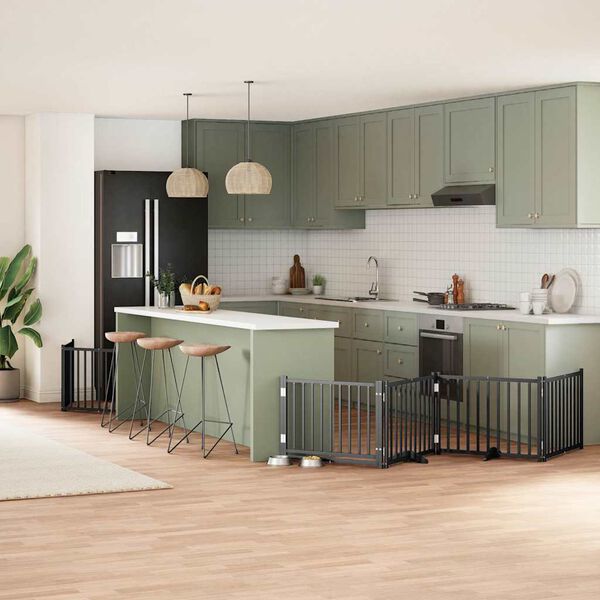 vidaXL Z&aacute;brana pro psy s dv&iacute;řky skl&aacute;dac&iacute; 12 panelů čern&aacute; 960 cm topol