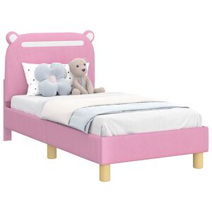 vidaXL R&aacute;m postele pro batole s čelem s čelo Růžov&aacute; 70 x 140 cm Textil