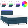 vidaXL Box spring postel s matrac&iacute; a LED tmavě modr&aacute; 120x210 cm samet