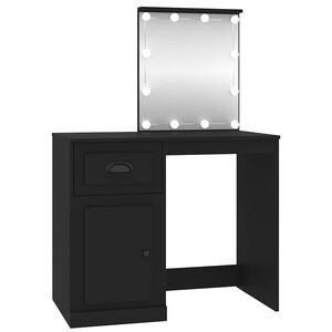 vidaXL Toaletn&iacute; stolek s LED čern&yacute; 90 x 50 x 132,5 cm kompozitn&iacute; dřevo