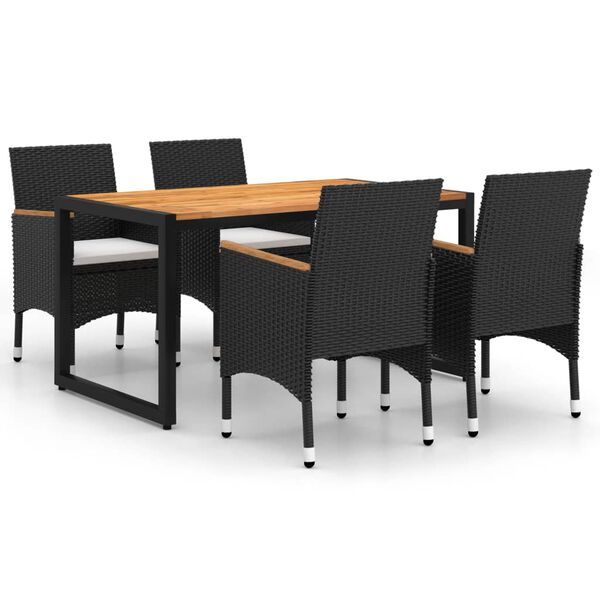 vidaXL 5d&iacute;ln&yacute; zahradn&iacute; j&iacute;deln&iacute; set čern&yacute;