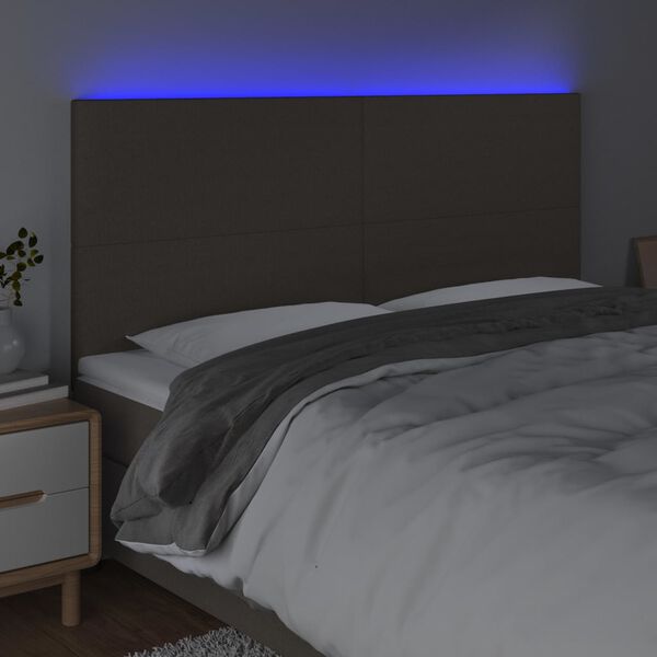 vidaXL Čelo postele s LED taupe 160x5x118/128 cm textil