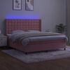 vidaXL Box spring postel s matrac&iacute; a LED růžov&aacute; 160x200 cm samet