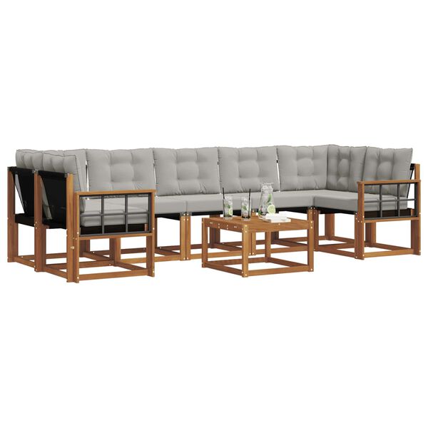 vidaXL Venkovn&iacute; pohovkov&aacute; souprava 8 pcs Př&iacute;rodn&iacute; a světle &scaron;ed&aacute;