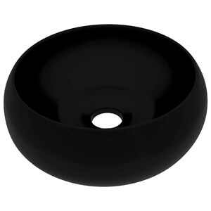 vidaXL Luxusn&iacute; umyvadlo kulat&eacute; matn&eacute; čern&eacute; 40 x 15 cm keramick&eacute;