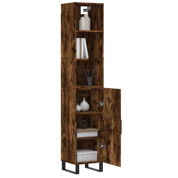 vidaXL Skř&iacute;ň highboard kouřov&yacute; dub 34,5 x 34 x 180 cm kompozitn&iacute; dřevo