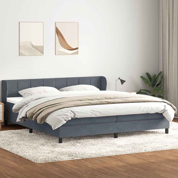 vidaXL Postel Box Spring s matracemi tmavě &scaron;ed&aacute; 180x220 cm samet