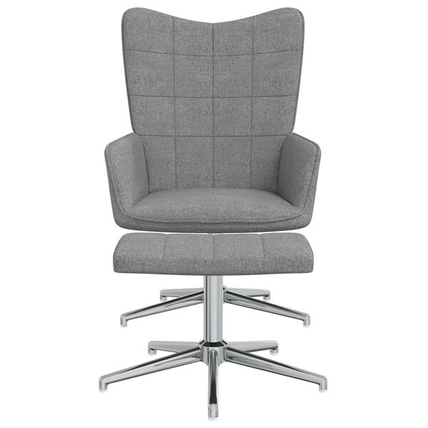 vidaXL Relaxačn&iacute; křeslo se stoličkou světle &scaron;ed&eacute; textil