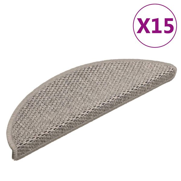 vidaXL Samolepic&iacute; n&aacute;&scaron;lapy na schody sisal 15 ks 56x17x3 cm stř&iacute;brn&eacute;