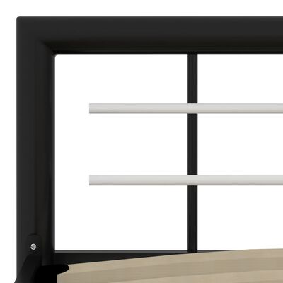 vidaXL Rám postele černý a bílý kov 90 x 200 cm