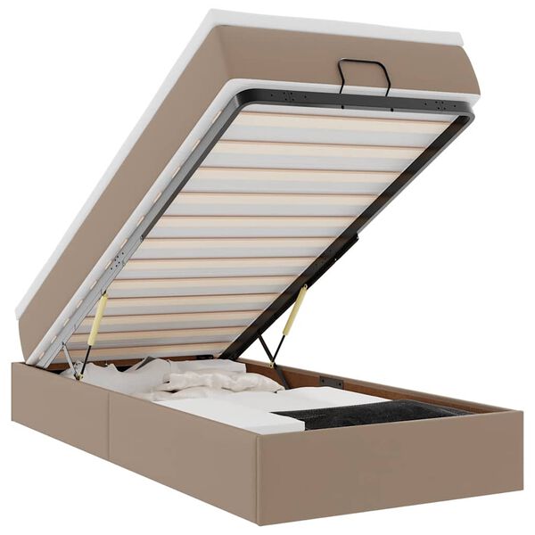 vidaXL Osmansk&yacute; r&aacute;m postele s matrac&iacute; cappuccino 80x200cm uměl&aacute; kůže