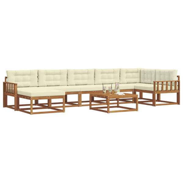 vidaXL Venkovn&iacute; pohovkov&aacute; souprava 8 pcs Přirozen&aacute; a Kr&eacute;mov&aacute;