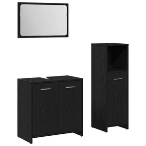 vidaXL Sada koupelnov&eacute;ho n&aacute;bytku 3 pcs Čern&yacute; dub Kompozitn&iacute; dřevo
