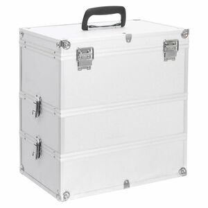 vidaXL Kosmetick&yacute; kufř&iacute;k 37 x 24 x 40 cm stř&iacute;brn&yacute; hlin&iacute;k